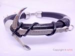 Replica Rolex Silver Anchor Bracelet: Black Leather  - Rolex Oyster Guaranteed Ft under water 